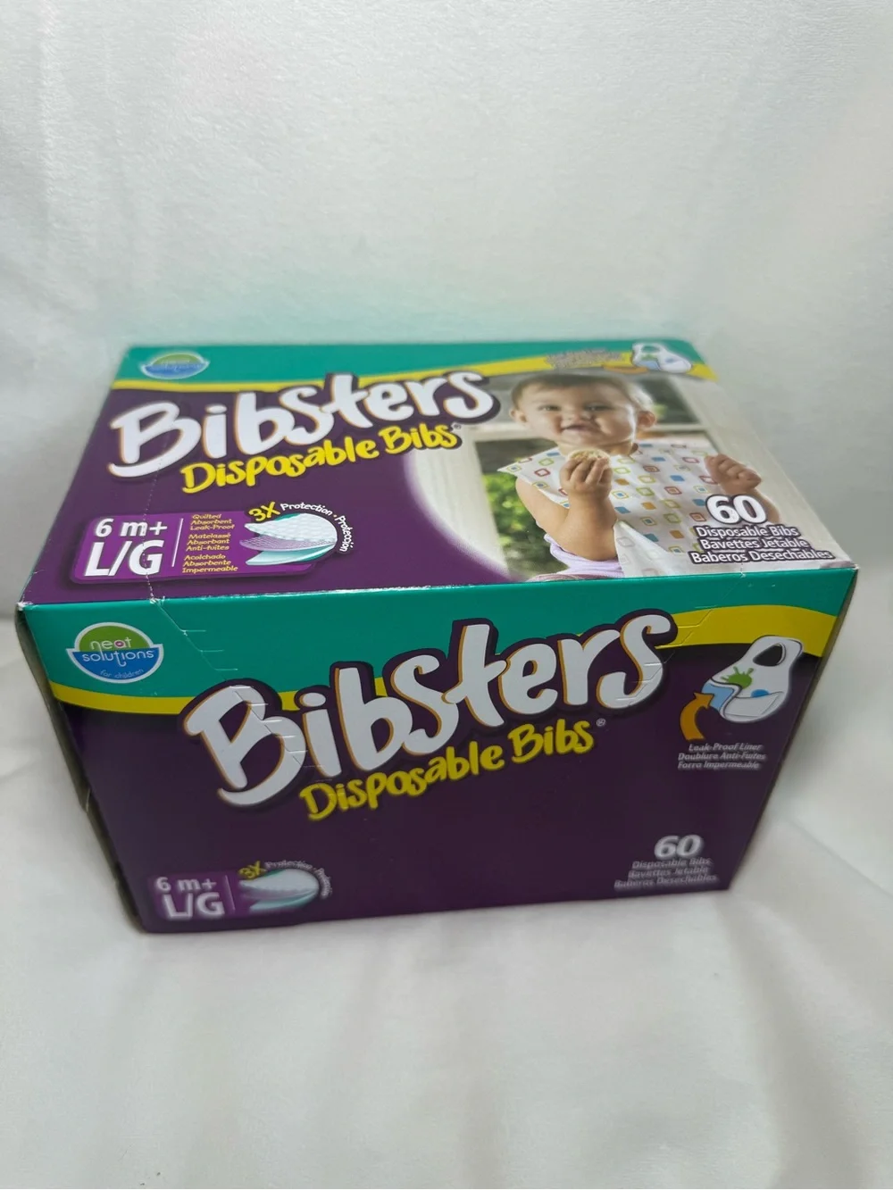 NOS Bibsters Disposable Bibs: BOX of 60!